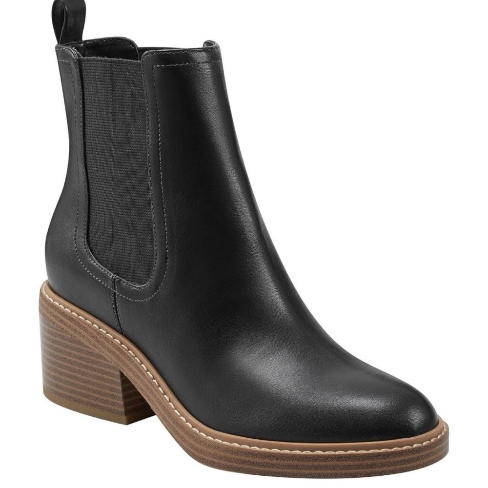 Marc Fisher Modesty Black Leather Ankle Booties